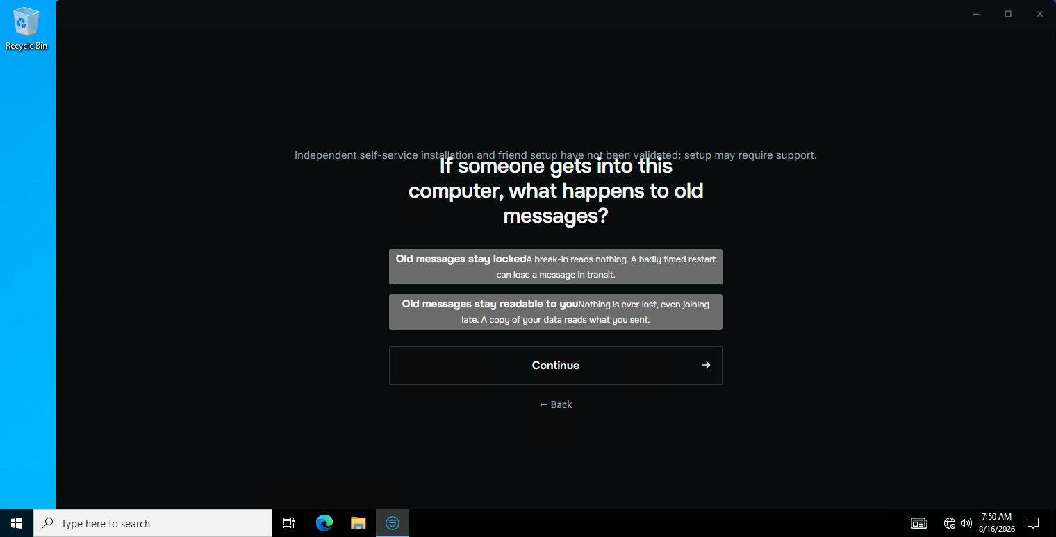 What happens to messages by default — expiry, view-once, burn.