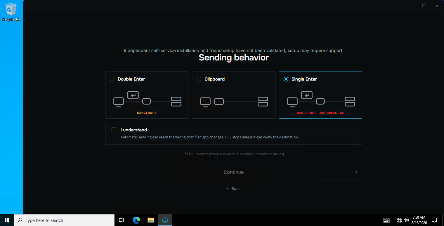 How OSL puts a message into another app: manually, or automatically.