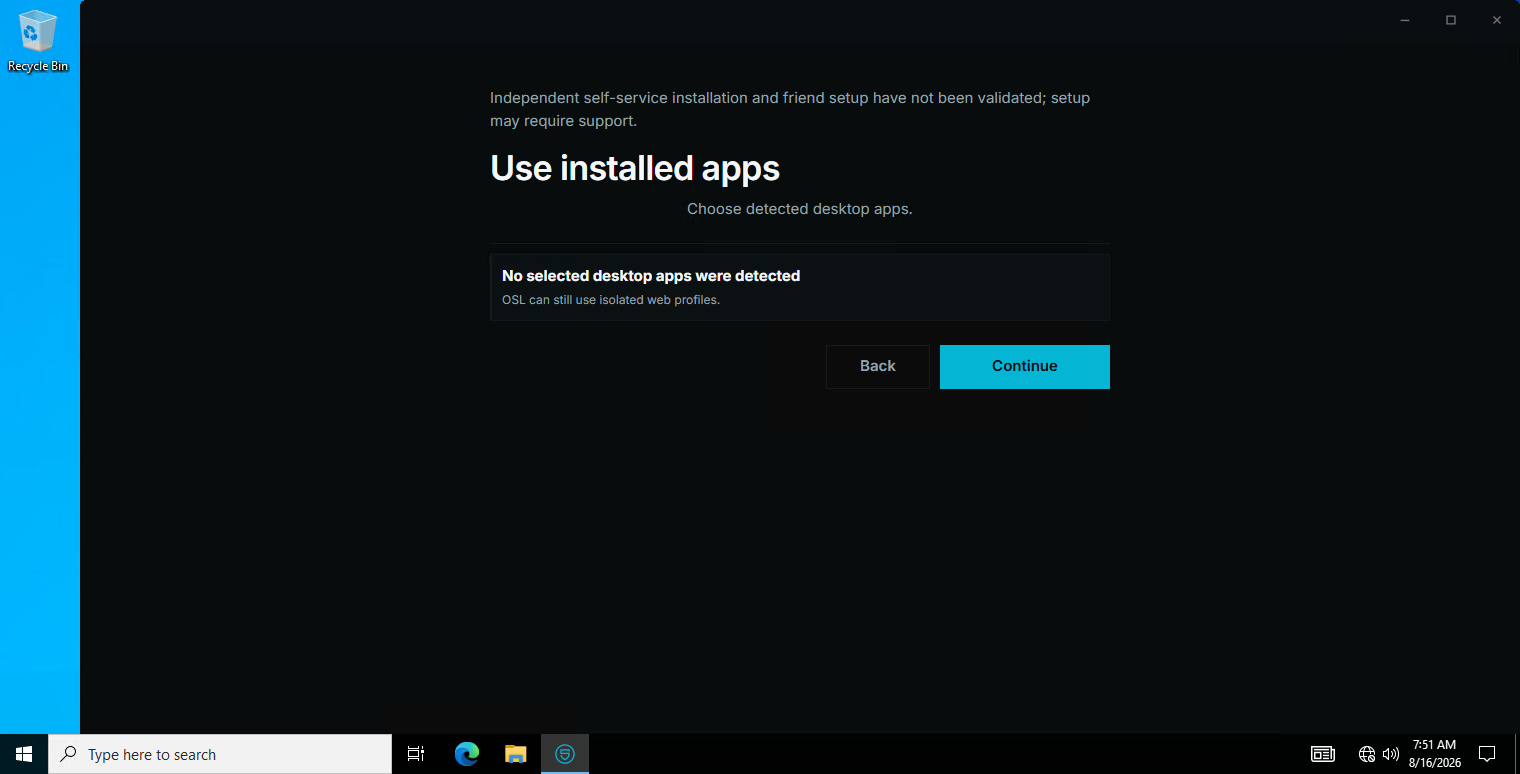 The apps OSL found installed and can carry messages through.